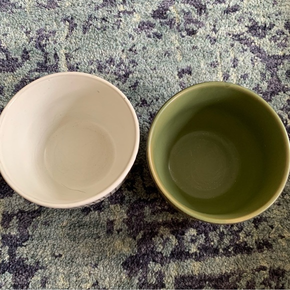 Hearth & Hand by Magnolia Farms Set of 2 Green and White Geometric Bowls - Picture 2 of 9